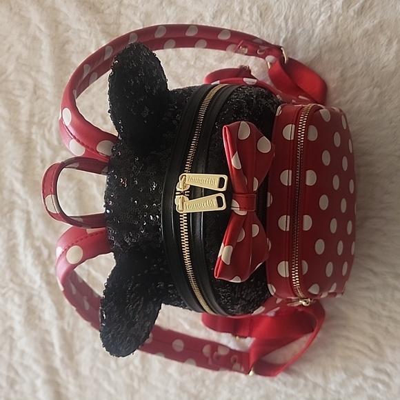 Disney Parks Polka Dots Sequin & Faux Leather Backpack - Picture 2 of 9